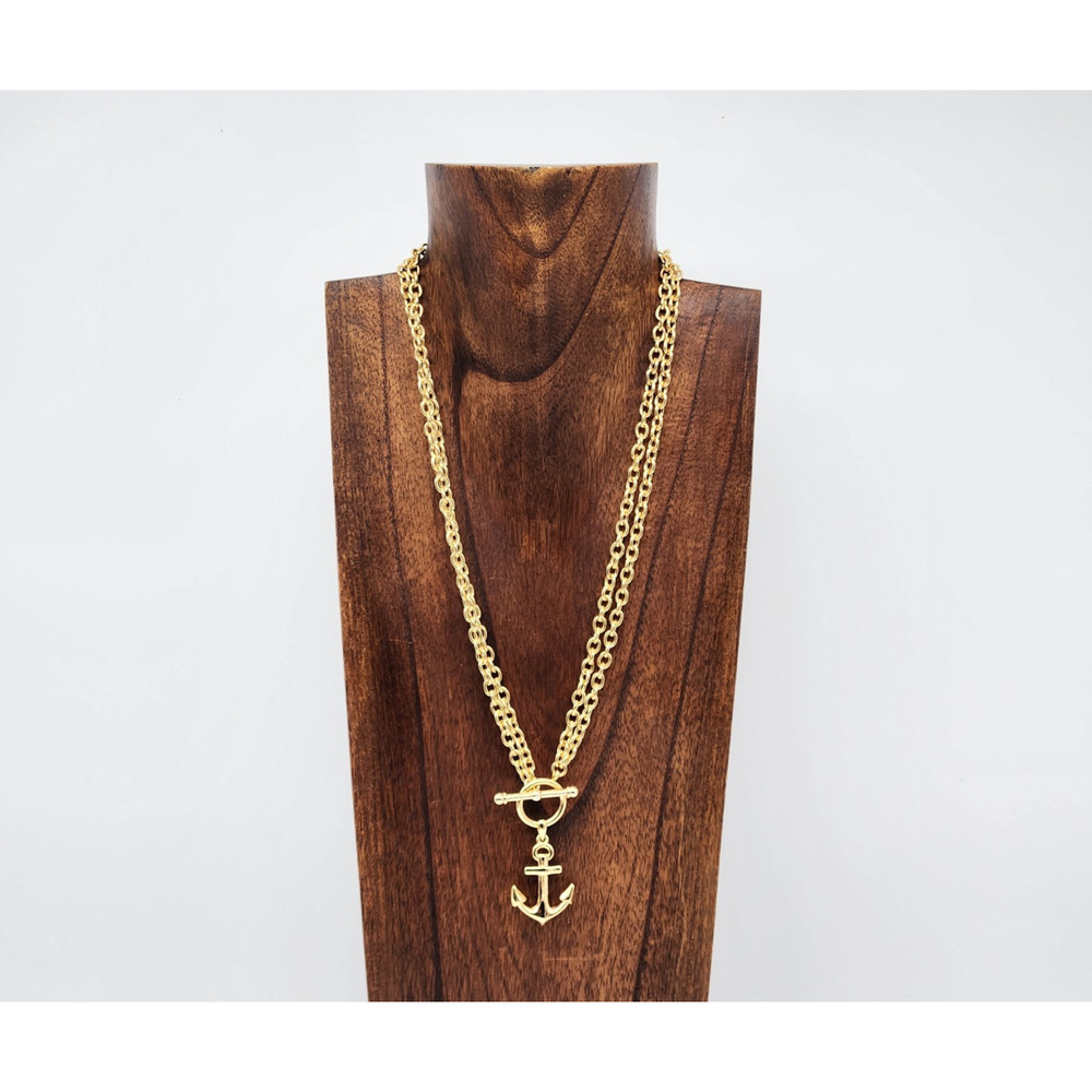 House Of Harlow 22” 24k Gold Plated Anchor Toggle Necklace